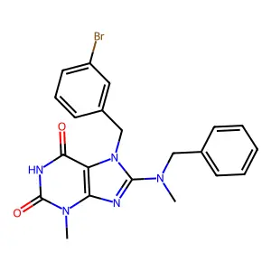 8-(Benzyl(ME)amino)-7-(3-bromobenzyl)-3-methyl-3,7-dihydro-1H-purine-2,6-dione structure