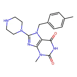 3-Methyl-7-(4-methylbenzyl)-8-(1-piperazinyl)-3,7-dihydro-1H-purine-2,6-dione structure