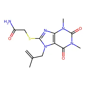 2-[1,3-Dimethyl-7-(2-methylprop-2-enyl)-2,6-dioxopurin-8-yl]sulfanylacetamide structure