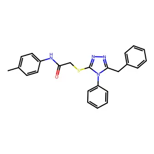 2-((5-Benzyl-4-phenyl-4H-1,2,4-triazol-3-YL)thio)-N-(4-methylphenyl)acetamide structure