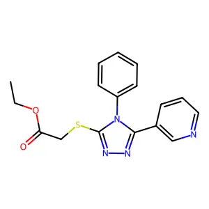Ethyl 2-(4-phenyl-5-(3-pyridyl)-1,2,4-triazol-3-ylthio)acetate structure
