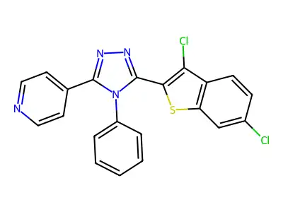 4-(5-(3,6-Dichlorobenzo[b]thiophen-2-yl)-4-phenyl-4H-1,2,4-triazol-3-yl)pyridine structure