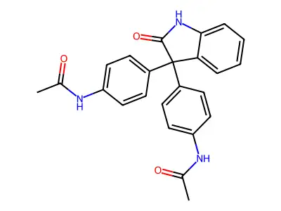 N-[4-[3-(4-acetamidophenyl)-2-oxo-1H-indol-3-yl]phenyl]acetamide structure
