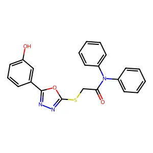 2-((5-(3-Hydroxyphenyl)-1,3,4-oxadiazol-2-yl)thio)-N,N-diphenylacetamide structure