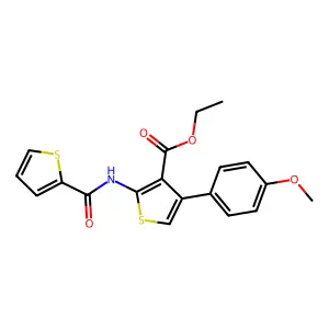 Ethyl 4-(4-methoxyphenyl)-2-(2-thienylcarbonylamino)thiophene-3-carboxylate structure