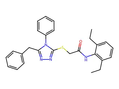 2-((5-Benzyl-4-phenyl-4H-1,2,4-triazol-3-yl)thio)-N-(2,6-diethylphenyl)acetamide structure