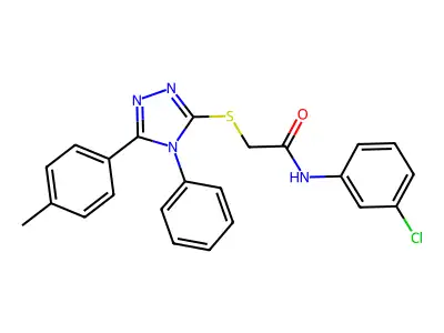 N-(3-Chlorophenyl)-2-((4-phenyl-5-(p-tolyl)-4H-1,2,4-triazol-3-yl)thio)acetamide structure