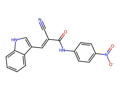 (E)-2-cyano-3-(1H-indol-3-yl)-N-(4-nitrophenyl)acrylamide structure