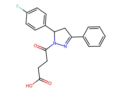 4-[5-(4-fluorophenyl)-3-phenyl-4,5-dihydro-1H-pyrazol-1-yl]-4-oxobutanoic acid structure