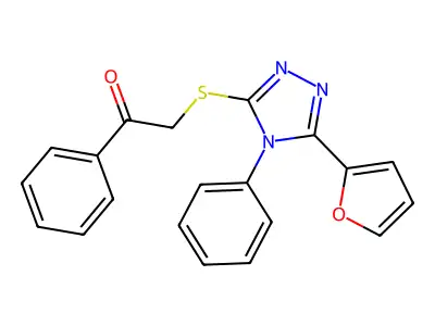 2-[[5-(Furan-2-yl)-4-phenyl-1,2,4-triazol-3-yl]sulfanyl]-1-phenylethanone structure