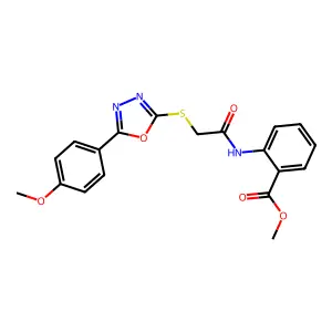 Methyl 2-{2-[5-(4-methoxyphenyl)-1,3,4-oxadiazol-2-ylthio]acetylamino}benzoate structure