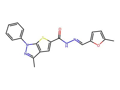 3-Methyl-N'-((5-methylfuran-2-yl)methylene)-1-phenyl-1H-thieno[2,3-c]pyrazole-5-carbohydrazide structure