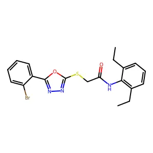 2-((5-(2-Bromophenyl)-1,3,4-oxadiazol-2-yl)thio)-N-(2,6-diethylphenyl)acetamide structure