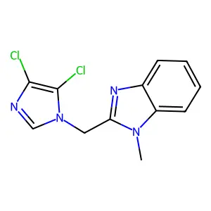 2-((4,5-dichloro-1H-imidazol-1-yl)methyl)-1-methyl-1H-benzo[d]imidazole structure