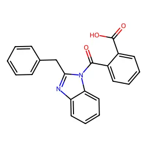 2-(2-benzyl-1H-benzo[d]imidazole-1-carbonyl)benzoic acid structure