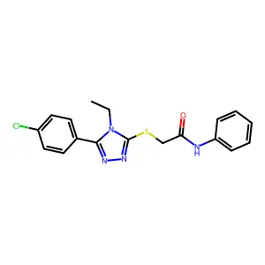 2-{[5-(4-chlorophenyl)-4-ethyl-4H-1,2,4-triazol-3-yl]sulfanyl}-N-phenylacetamide structure