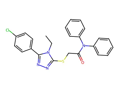 2-((5-(4-Chlorophenyl)-4-ethyl-4H-1,2,4-triazol-3-yl)thio)-N,N-diphenylacetamide structure