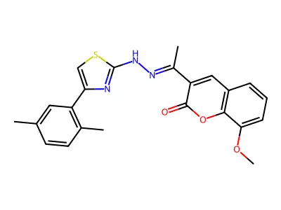 3-(1-(2-(4-(2,5-Dimethylphenyl)thiazol-2-yl)hydrazineylidene)ethyl)-8-methoxy-2H-chromen-2-one structure