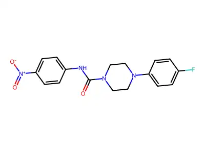 4-(4-fluorophenyl)-N-(4-nitrophenyl)piperazine-1-carboxamide structure