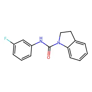 N-(3-fluorophenyl)-2,3-dihydroindole-1-carboxamide structure