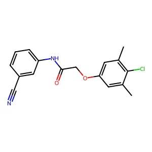 2-(4-chloro-3,5-dimethylphenoxy)-N-(3-cyanophenyl)acetamide structure