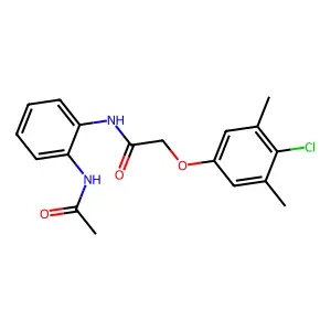 N-[2-(acetylamino)phenyl]-2-(4-chloro-3,5-dimethylphenoxy)acetamide structure