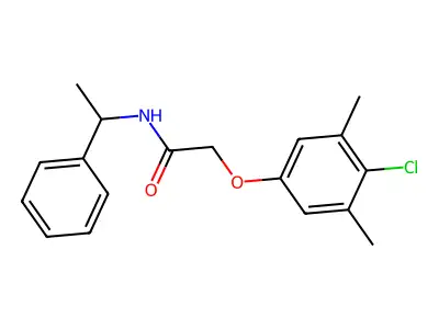 2-(4-chloro-3,5-dimethylphenoxy)-N-(1-phenylethyl)acetamide structure