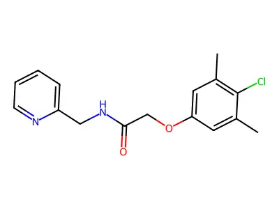 2-(4-chloro-3,5-dimethylphenoxy)-N-(pyridin-2-ylmethyl)acetamide structure