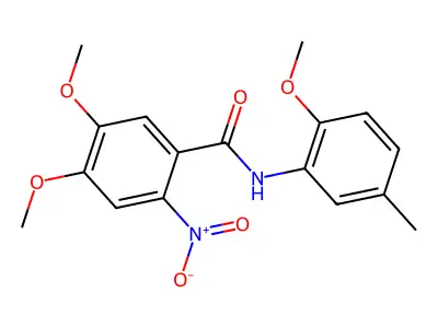 4,5-dimethoxy-N-(2-methoxy-5-methylphenyl)-2-nitrobenzamide structure