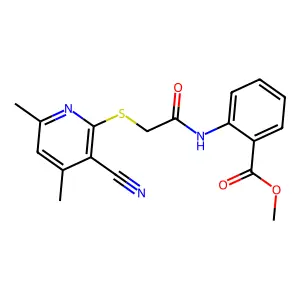 Methyl 2-{2-[(3-cyano-4,6-dimethylpyridin-2-YL)sulfanyl]acetamido}benzoate structure