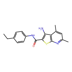 3-amino-N-(4-ethylphenyl)-4,6-dimethylthieno[2,3-b]pyridine-2-carboxamide structure