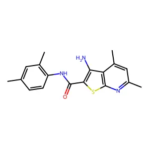 3-amino-N-(2,4-dimethylphenyl)-4,6-dimethylthieno[2,3-b]pyridine-2-carboxamide structure