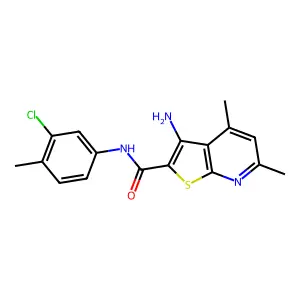 3-amino-N-(3-chloro-4-methylphenyl)-4,6-dimethylthieno[2,3-b]pyridine-2-carboxamide structure