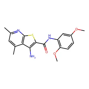 3-amino-N-(2,5-dimethoxyphenyl)-4,6-dimethylthieno[2,3-b]pyridine-2-carboxamide structure