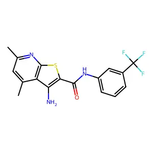 3-amino-4,6-dimethyl-N-[3-(trifluoromethyl)phenyl]thieno[2,3-b]pyridine-2-carboxamide structure