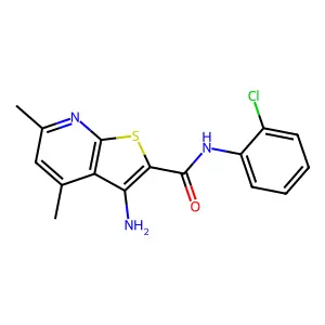 3-amino-N-(2-chlorophenyl)-4,6-dimethylthieno[2,3-b]pyridine-2-carboxamide structure