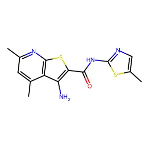3-amino-4,6-dimethyl-N-(5-methylthiazol-2-yl)thieno[2,3-b]pyridine-2-carboxamide structure