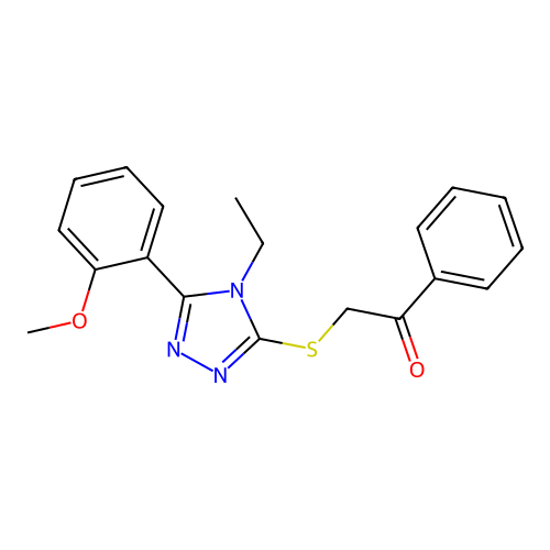 2-{[4-ethyl-5-(2-methoxyphenyl)-4H-1,2,4-triazol-3-yl]sulfanyl}-1-phenylethanone structure