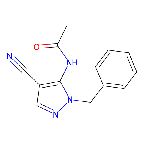 N-(1-benzyl-4-cyano-1H-pyrazol-5-yl)acetamide structure
