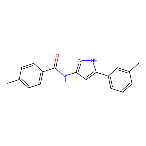 4-methyl-N-[5-(3-methylphenyl)-1H-pyrazol-3-yl]benzamide structure
