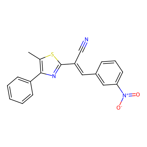 3-{3-Nitrophenyl}-2-(5-methyl-4-phenyl-1,3-thiazol-2-yl)acrylonitrile structure