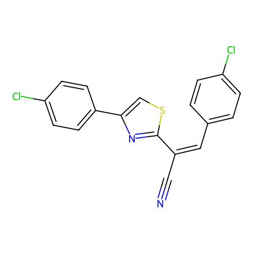 (Z)-3-(4-chlorophenyl)-2-(4-(4-chlorophenyl)thiazol-2-yl)acrylonitrile structure