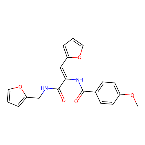 (2Z)-3-(2-furyl)-N-(2-furylmethyl)-2-[(4-methoxyphenyl)carbonylamino]prop-2-en amide structure