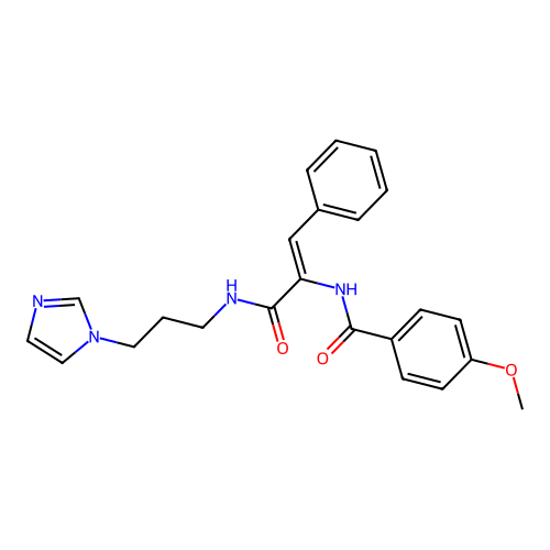 N-[1-(3-Imidazol-1-yl-propylcarbamoyl)-2-phenyl-vinyl]-4-methoxy-benzamide structure