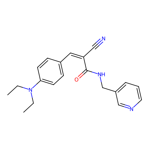 (Z)-2-cyano-3-(4-(diethylamino)phenyl)-N-(pyridin-3-ylmethyl)acrylamide structure