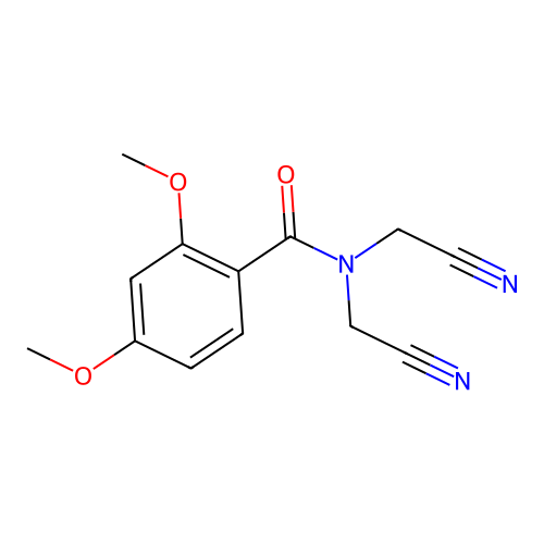 N,N-bis(cyanomethyl)-2,4-dimethoxybenzamide structure
