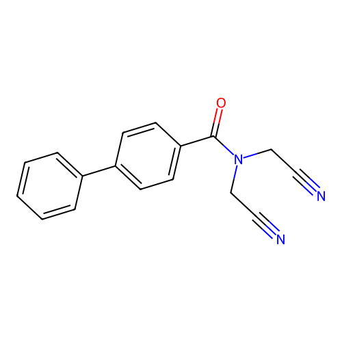 N,N-bis(cyanomethyl)biphenyl-4-carboxamide structure