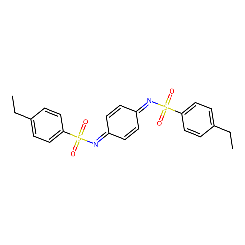 N,N'-cyclohexa-2,5-diene-1,4-diylidenebis(4-ethylbenzenesulfonamide) structure