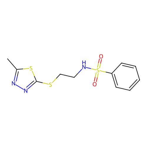 N-{2-[(5-methyl-1,3,4-thiadiazol-2-yl)sulfanyl]ethyl}benzenesulfonamide structure