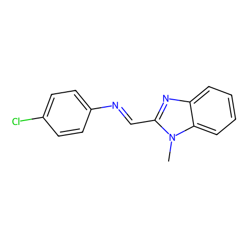 4-chloro-N-[(E)-(1-methyl-1H-benzimidazol-2-yl)methylidene]aniline structure